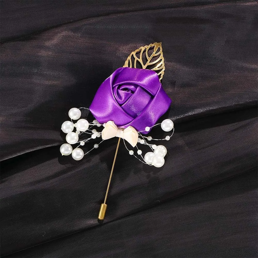 Romantic Cloth Brooch Simulation Rose Brooch, Artificial Flower Imitation Pearls Brooch Jewelry Wedding Supplies