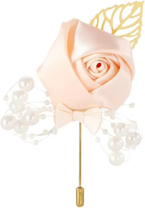 Romantic Cloth Brooch Simulation Rose Brooch, Artificial Flower Imitation Pearls Brooch Jewelry Wedding Supplies
