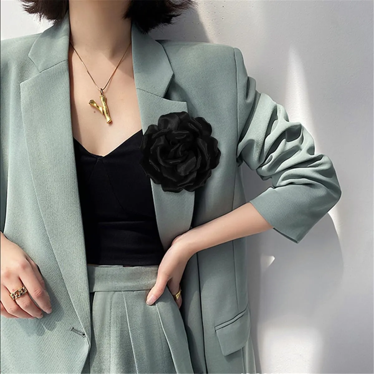 Rose Flower Brooch and Pin | Elegant Hair Clip and Accessory for Women's Dress