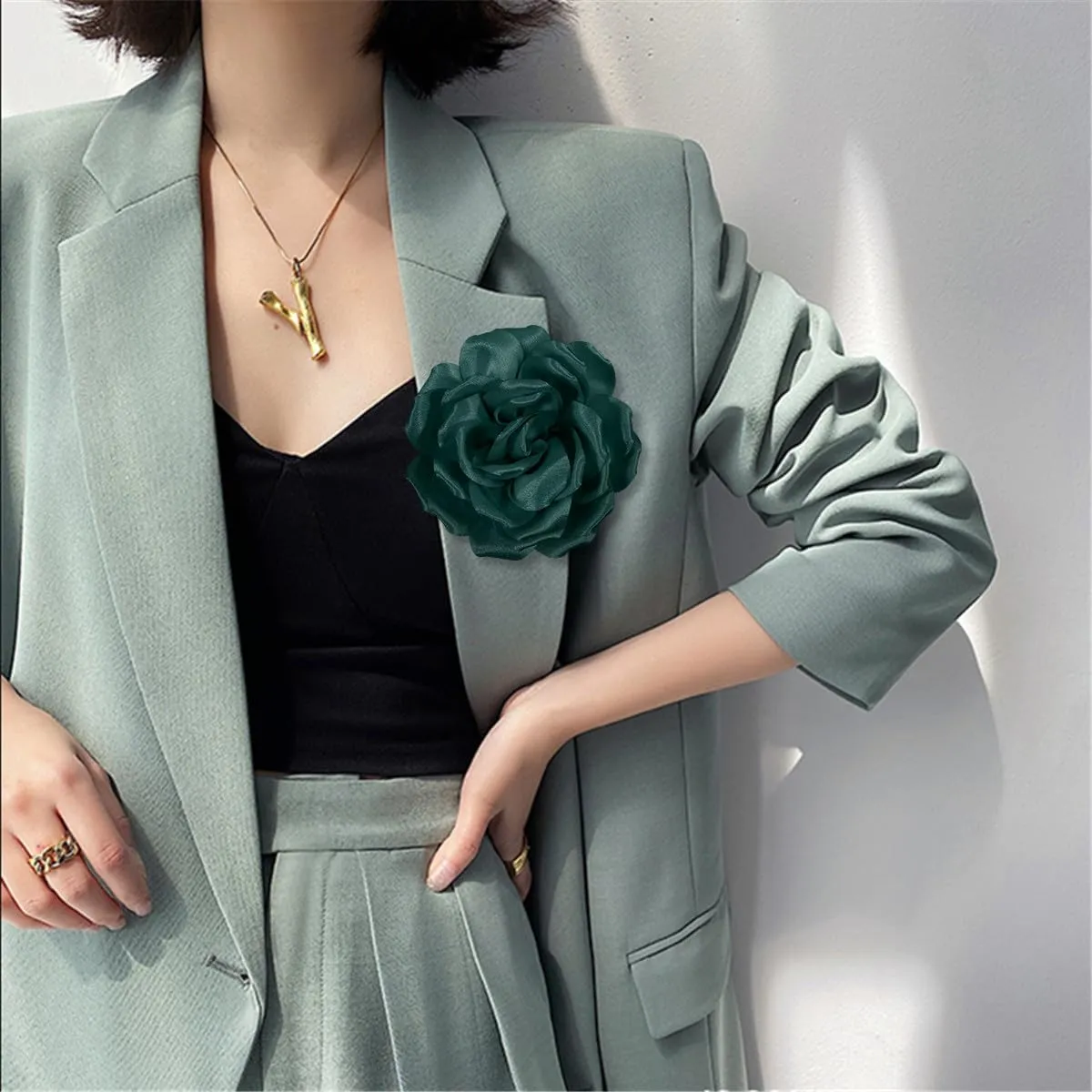 Rose Flower Brooch and Pin | Elegant Hair Clip and Accessory for Women's Dress
