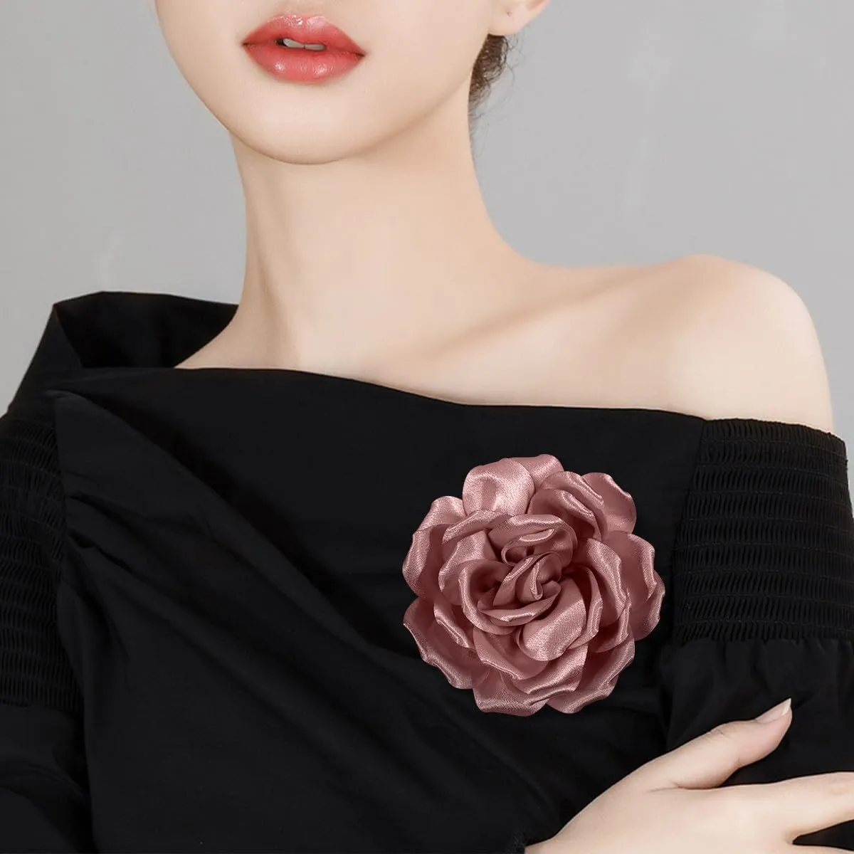 Rose Flower Brooch and Pin | Elegant Hair Clip and Accessory for Women's Dress