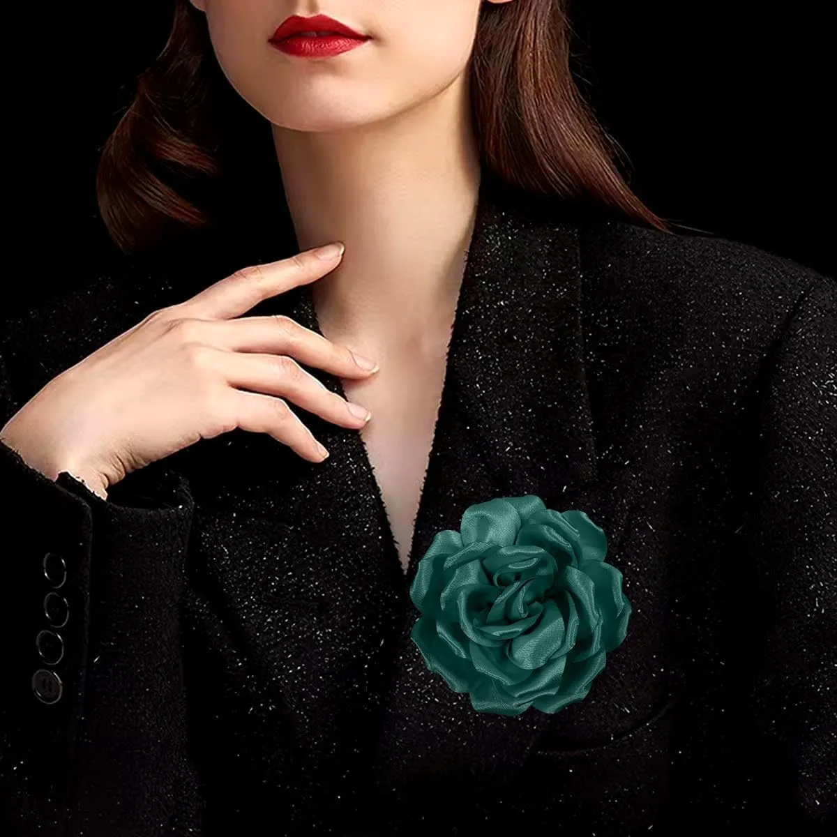 Rose Flower Brooch and Pin | Elegant Hair Clip and Accessory for Women's Dress