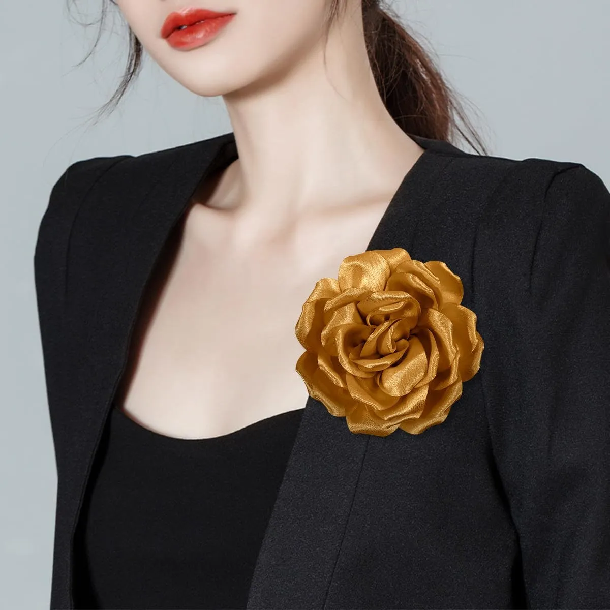 Rose Flower Brooch and Pin | Elegant Hair Clip and Accessory for Women's Dress