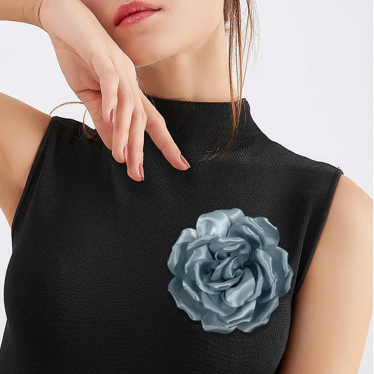 Rose Flower Brooch and Pin | Elegant Hair Clip and Accessory for Women's Dress