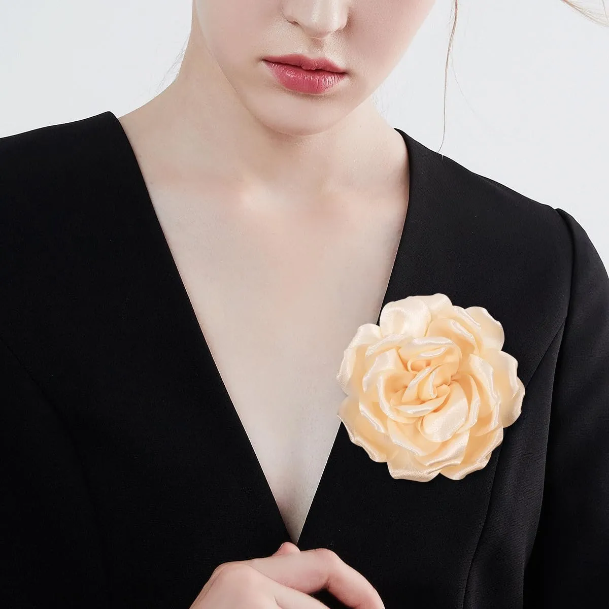 Rose Flower Brooch and Pin | Elegant Hair Clip and Accessory for Women's Dress