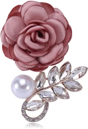 Rose Flower Brooch Pins Fabric Pin Handmade for Women and Men Floral Bridal Wedding Christmas Party Valentines Day Wife Mom Gift, Pink