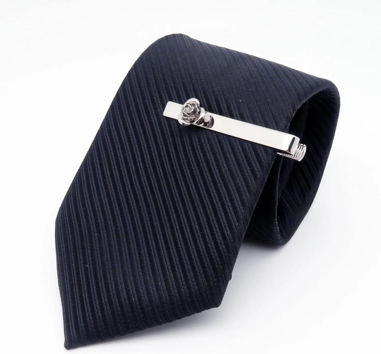 Rose Flower Cufflinks and Tie Pin Set Regular Necktie Tie Clip Tie Bar Men Cufflinks for Wedding Business Shirt Tie