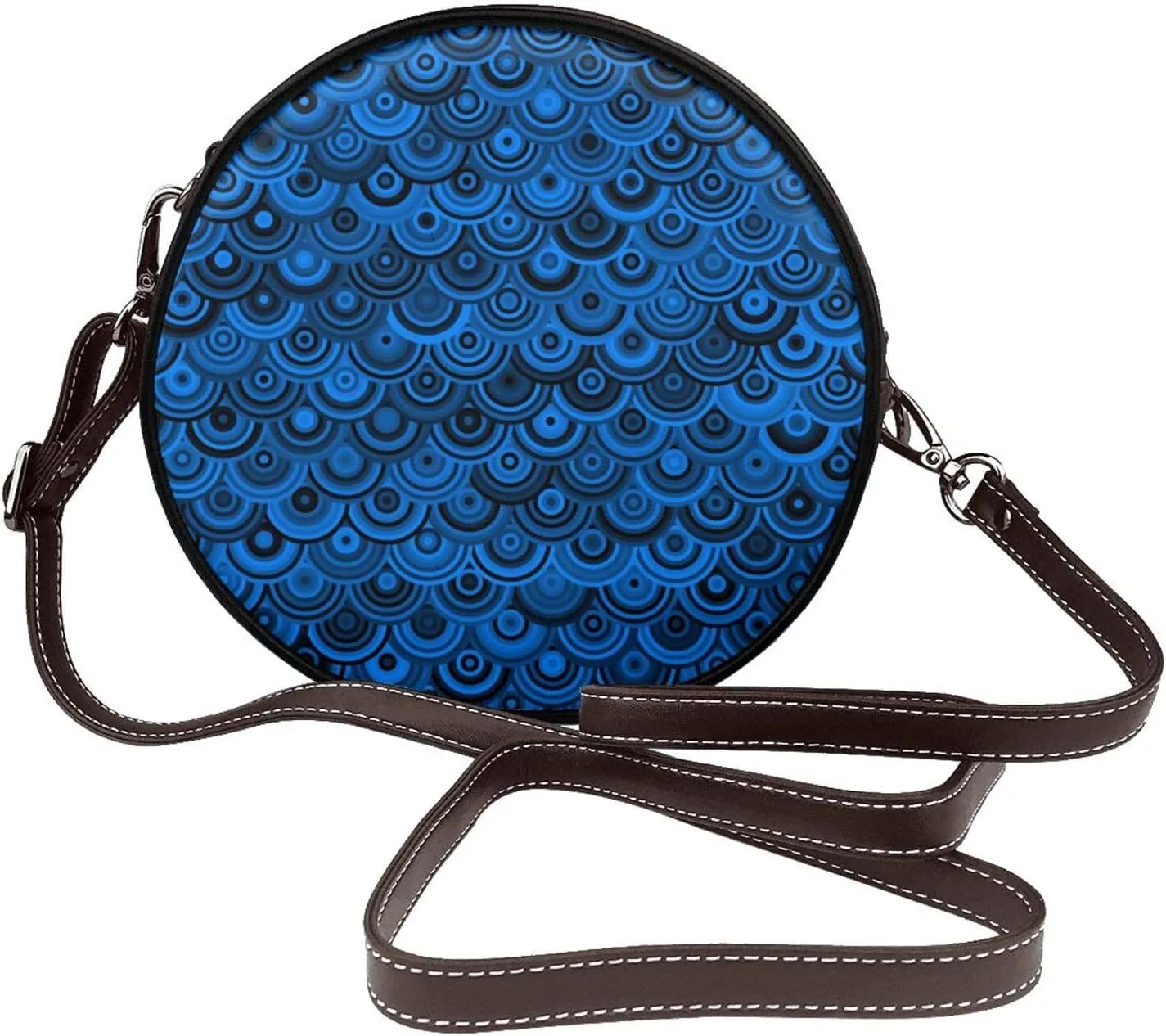 Round Crossbody Bag for Women, PU Leather Shoulder Bag with Strap