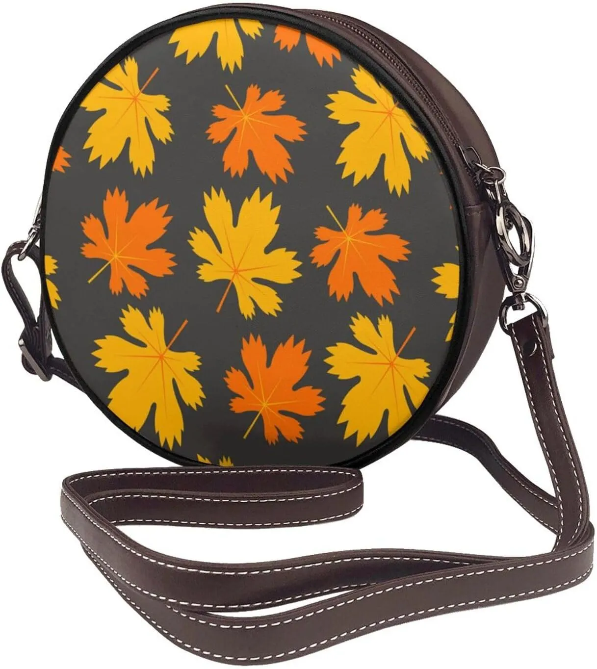 Round Crossbody Bag for Women, PU Leather Shoulder Bag with Strap