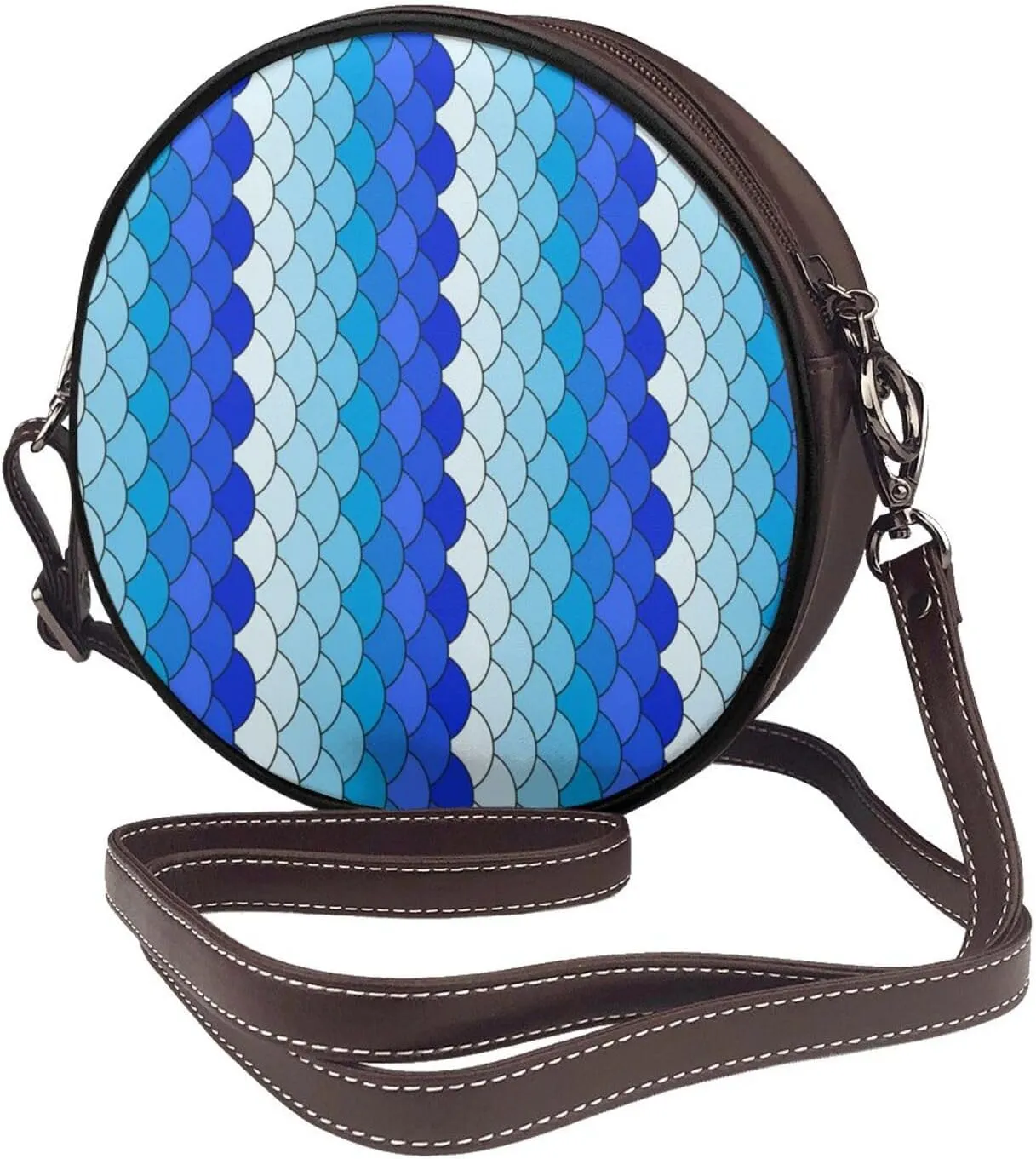 Round Crossbody Bag for Women, PU Leather Shoulder Bag with Strap