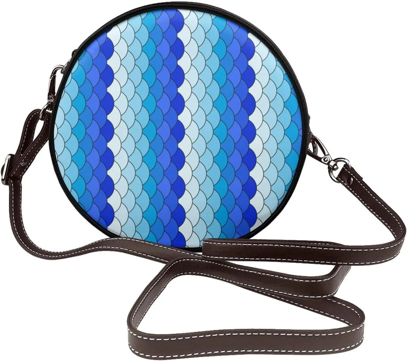 Round Crossbody Bag for Women, PU Leather Shoulder Bag with Strap