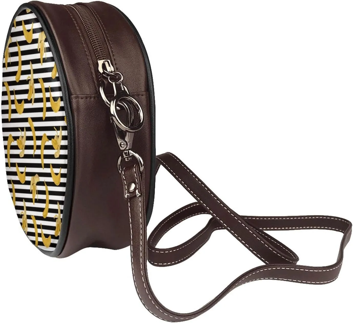 Round Crossbody Bag for Women, PU Leather Shoulder Bag with Strap