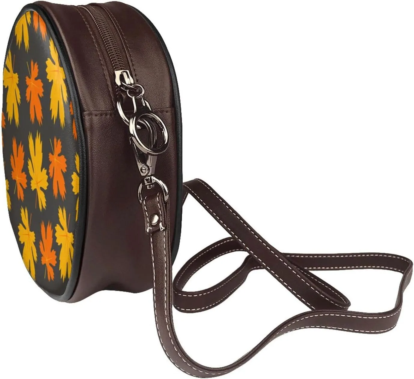 Round Crossbody Bag for Women, PU Leather Shoulder Bag with Strap