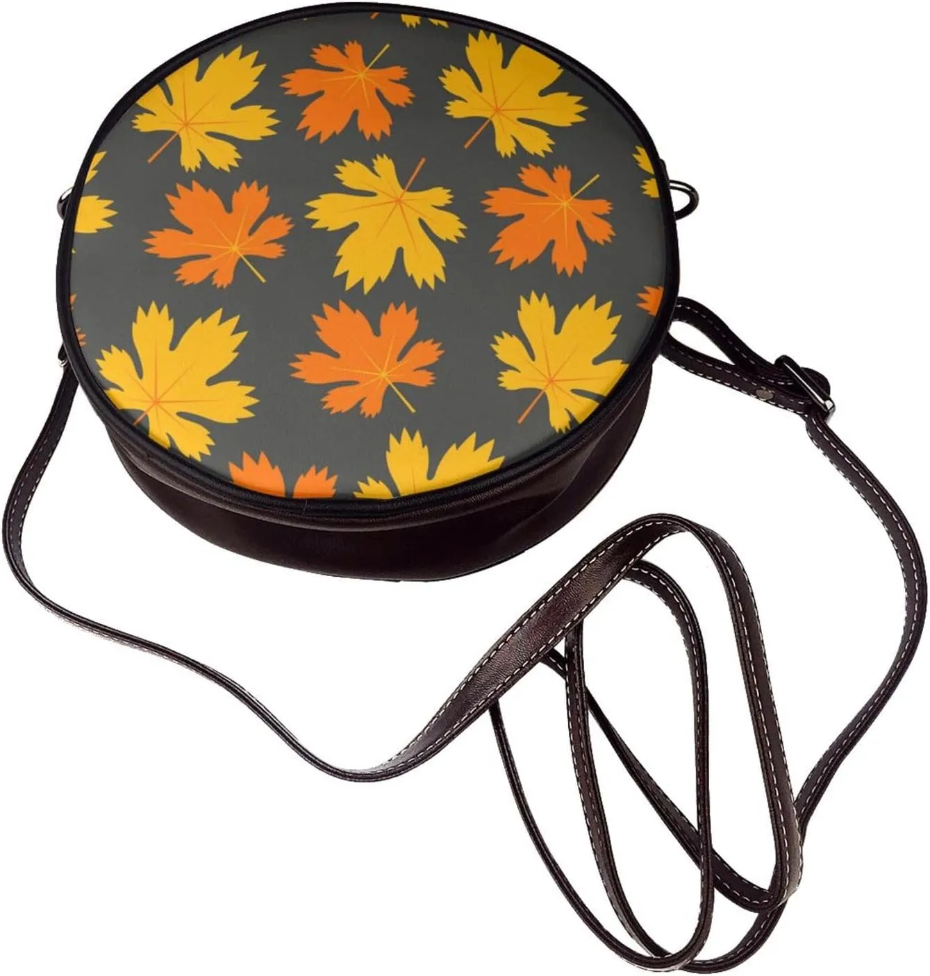 Round Crossbody Bag for Women, PU Leather Shoulder Bag with Strap