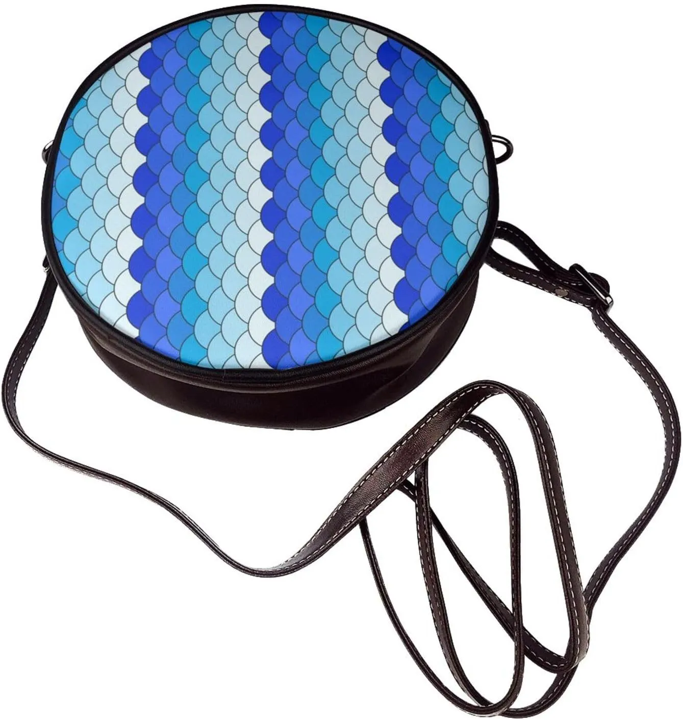 Round Crossbody Bag for Women, PU Leather Shoulder Bag with Strap