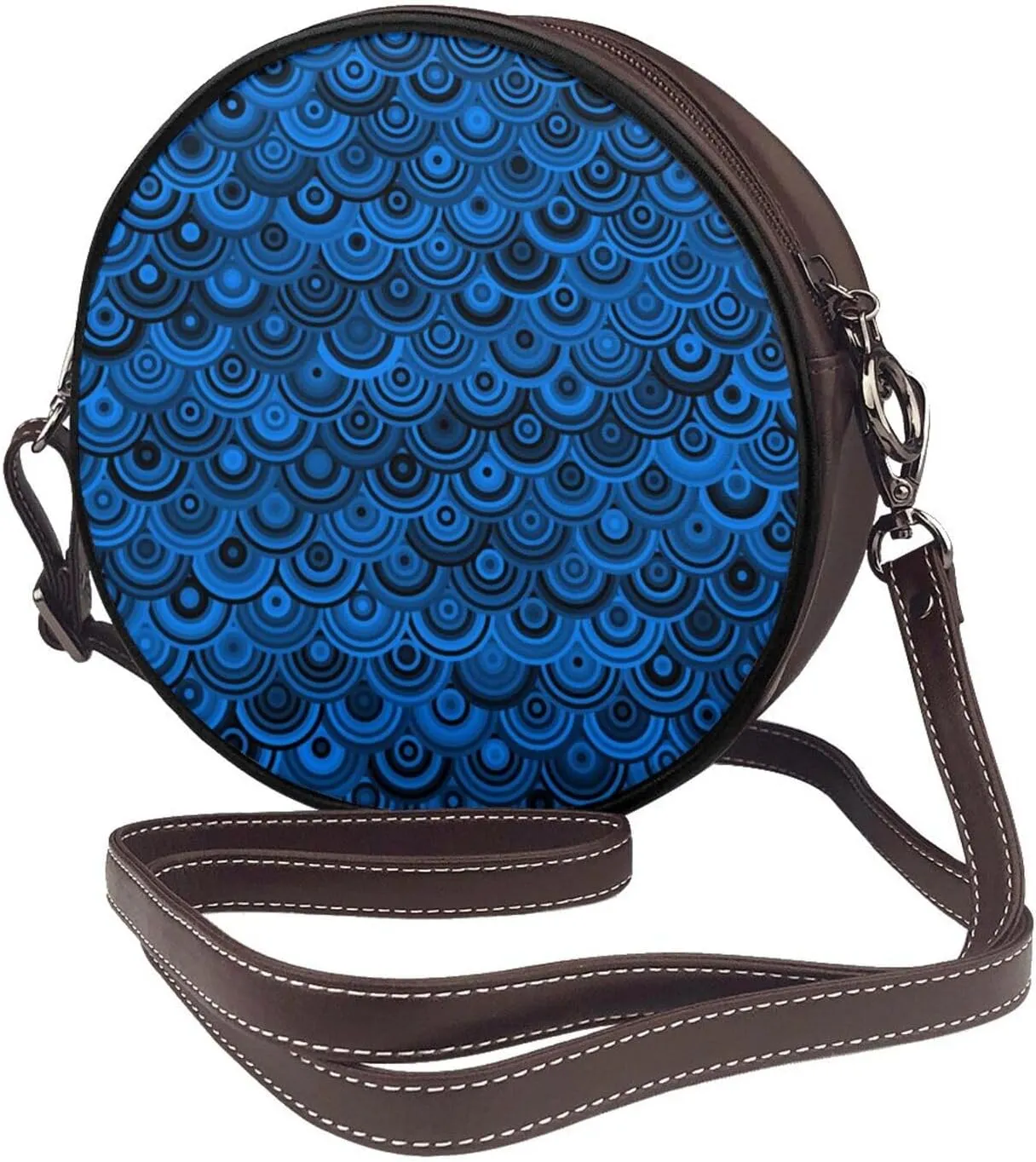 Round Crossbody Bag for Women, PU Leather Shoulder Bag with Strap