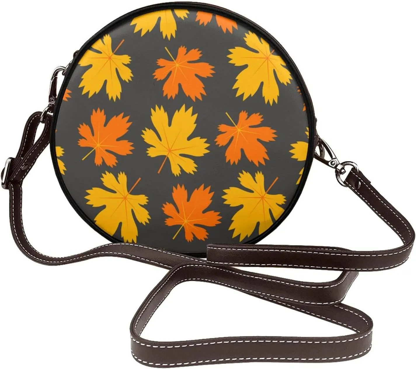 Round Crossbody Bag for Women, PU Leather Shoulder Bag with Strap
