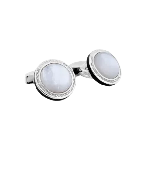 Round Mother of Pearl Cufflinks in Silver