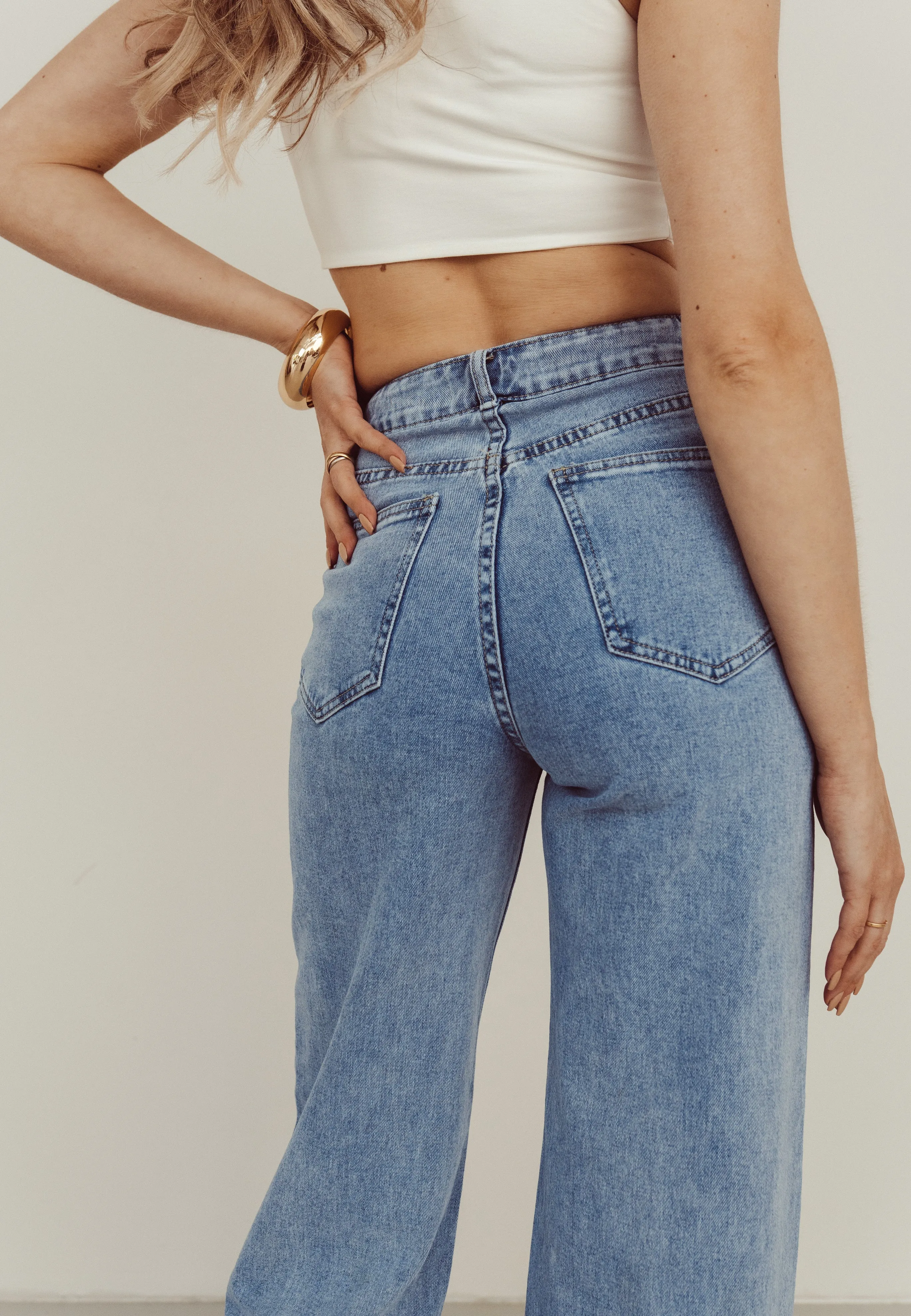 SALE - RHEA Wide Leg Jeans in Blue
