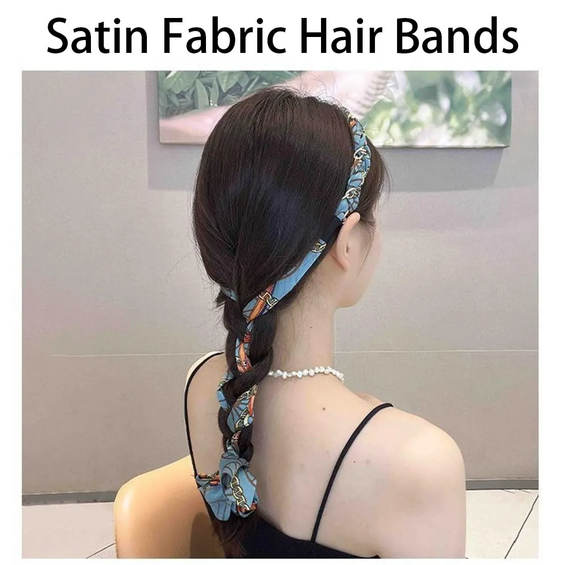 Satin Fabric Hair Bands, Satin Headbands, Bow Headbands For Women, Headband With Clips & Tie 2-In-1 | Adjustable Bow Headband | Non-Slip Hair Accessory For Women | Quick Styling (3PCS-D, Small)
