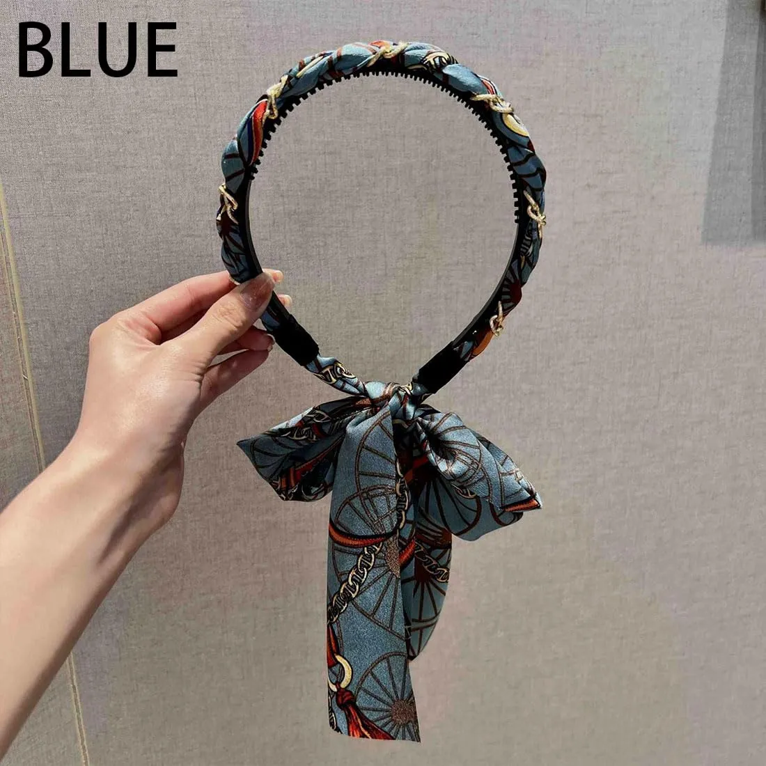 Satin Fabric Hair Bands, Satin Headbands, Bow Headbands For Women, Headband With Clips & Tie 2-In-1 | Adjustable Bow Headband | Non-Slip Hair Accessory For Women | Quick Styling (3PCS-D, Small)