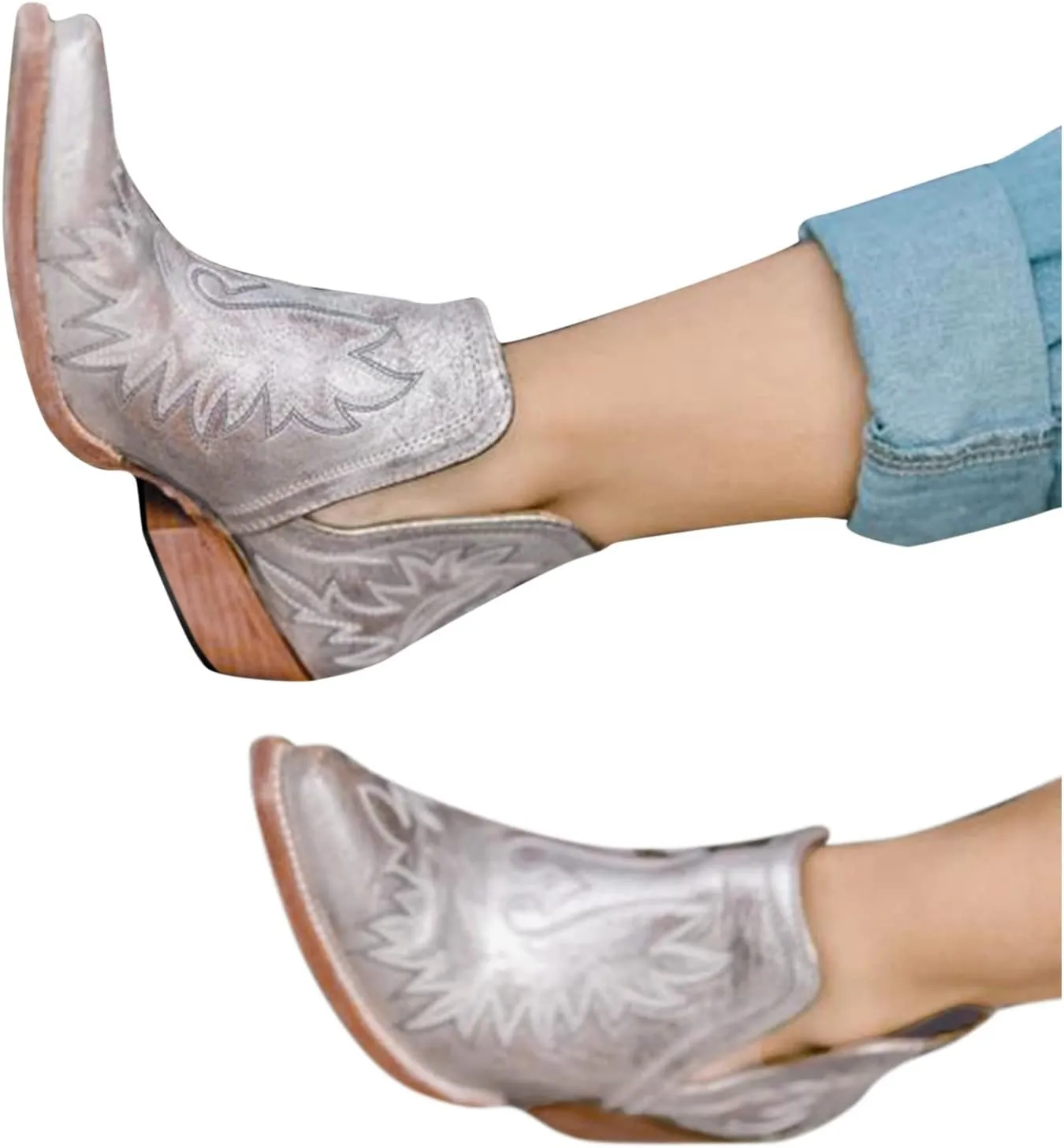 SBGMoSJ Black Boots for Women Ankle Ankle Boots Women Low Heel Boot Slippers for Women Wide Booties for Women Low Heel Womens Western Boots Wide Width