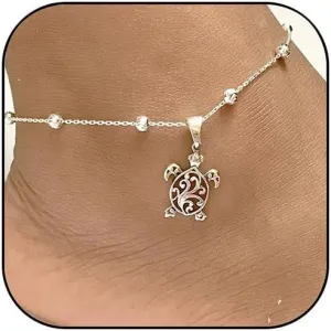 Sea Turtle Anklets for Women Adjustable Silver Turtle Anklets Beach Ankle Chain Beach Foot Jewelry for Women