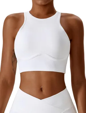 SEAUR Women's Seamless Ribbed Sports Bra Racerback High Impact Workout Crop Top Gym Running Hollow Out Tank Tops