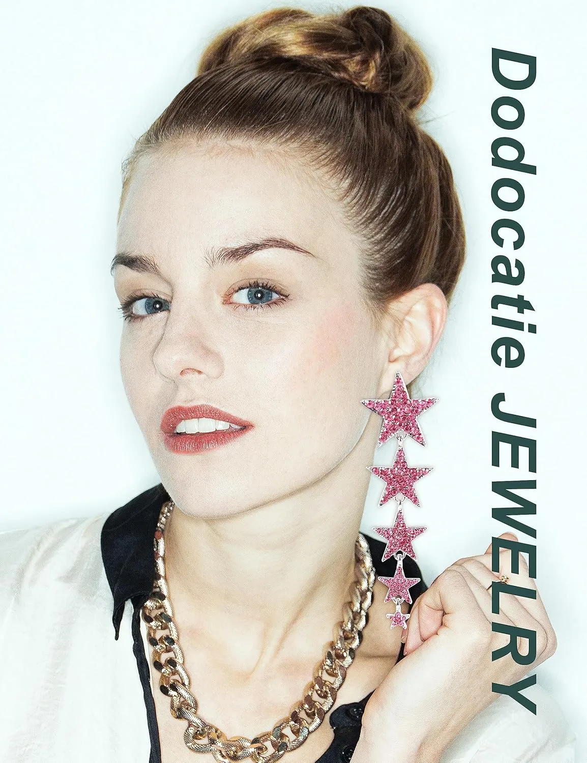 Silver Rhinestone Big Star Dangle Earrings for Women, Crystal Long Tassel Stars Charms Drop Dangle Stud Fashion Christmas Birthday Party Jewelry Gifts