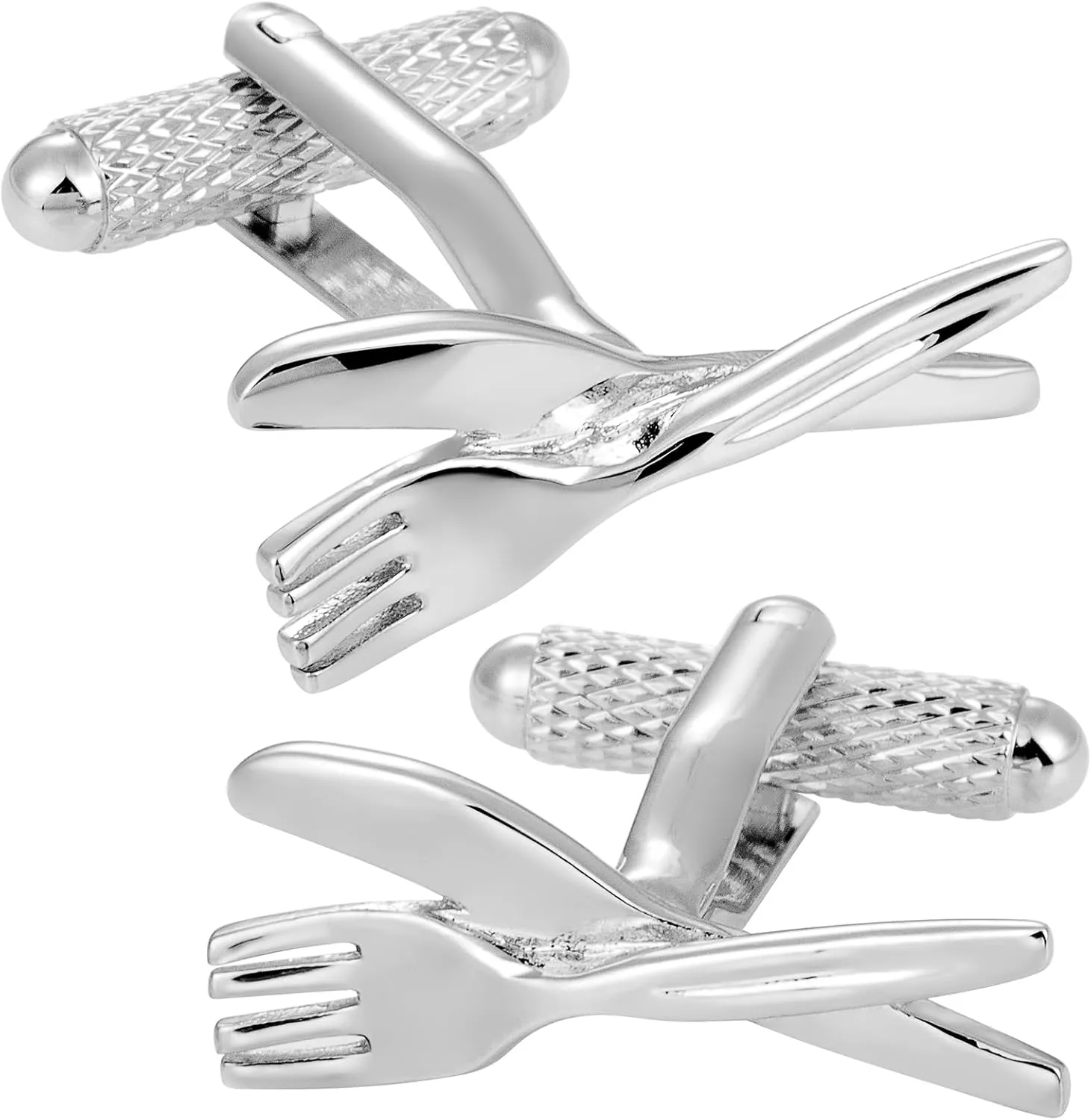 Silver Tone Knife & Fork Cufflinks for Men With Gift Box.
