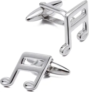 Silver Tone Music Cufflinks For Men with gift box.