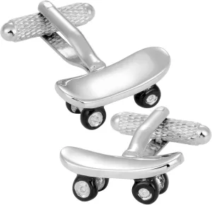 Silver Tone skateboarding Cufflinks For Men With Gift Box.