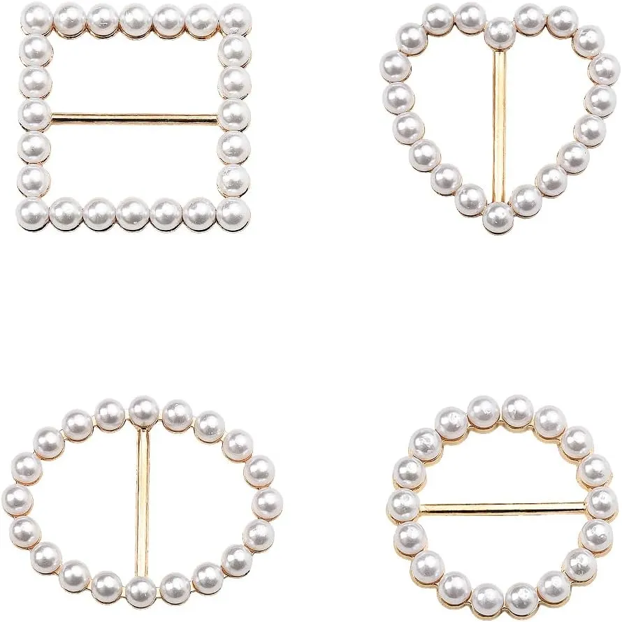 Sisadodo Pearl Scarf Ring Clip for Girls T Shirt Clips Rings for Women T-Shirt Ties Clips Clothes Corner Knotted Button Scarves Clasps