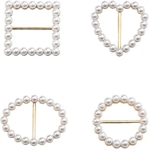 Sisadodo Pearl Scarf Ring Clip for Girls T Shirt Clips Rings for Women T-Shirt Ties Clips Clothes Corner Knotted Button Scarves Clasps