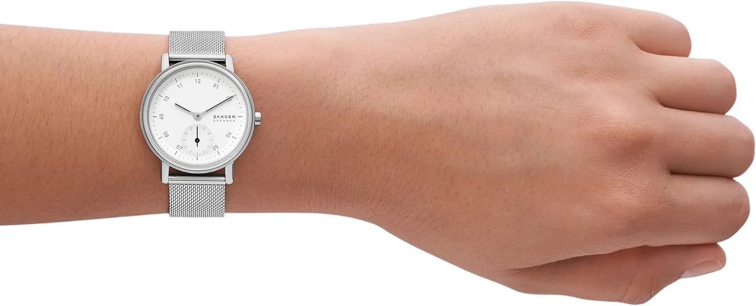 Skagen Kuppel Lille or Riis Lille Minimalist Women's Watch with Stainless Steel Bracelet, Mesh or Leather Band