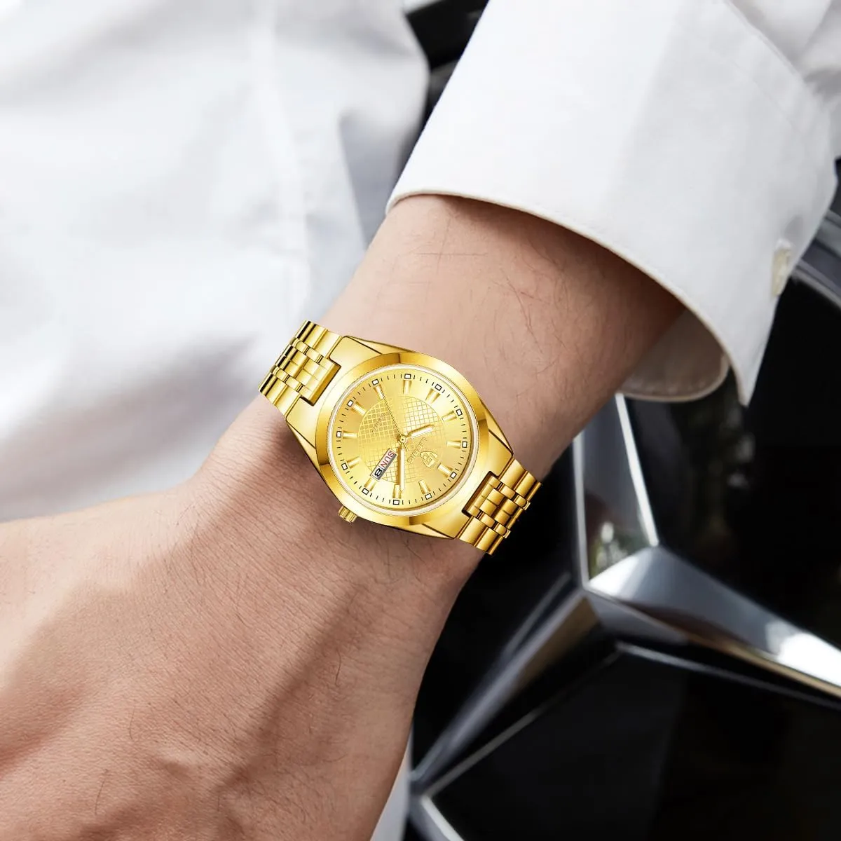 SKMEI Men's Classic Business Analog Watches Week Display Womens Luxury Stainless Steel Watches Couple Watch