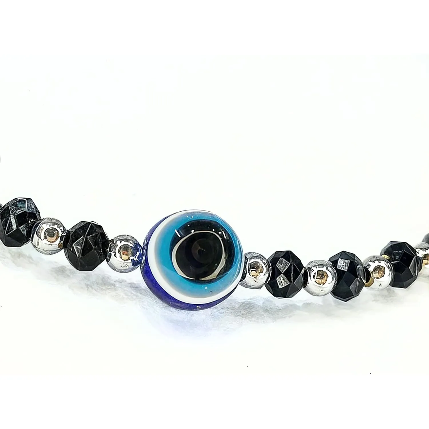 Small Bead Waterproof Anklets for Women Beach Foot Handcrafted Ankle Bracelet Cute Colorful Friendship Beaded Anklets 9 inches. (Black - Silver)