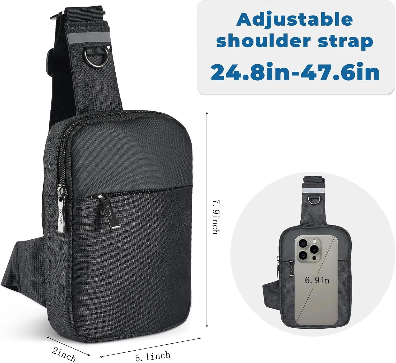 Small Sling Bag Mini Crossbody Bag with RFID Blocking Fashionable Fanny Pack for Women and Men Chest Bag for Travel