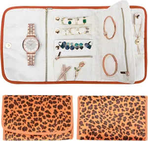 Small Travel Jewelry Case,Travel Jewelry Organizer for Women,Foldable Jewelry Storage Roll for Earrings, Necklaces, Rings, Bracelets, Brooches