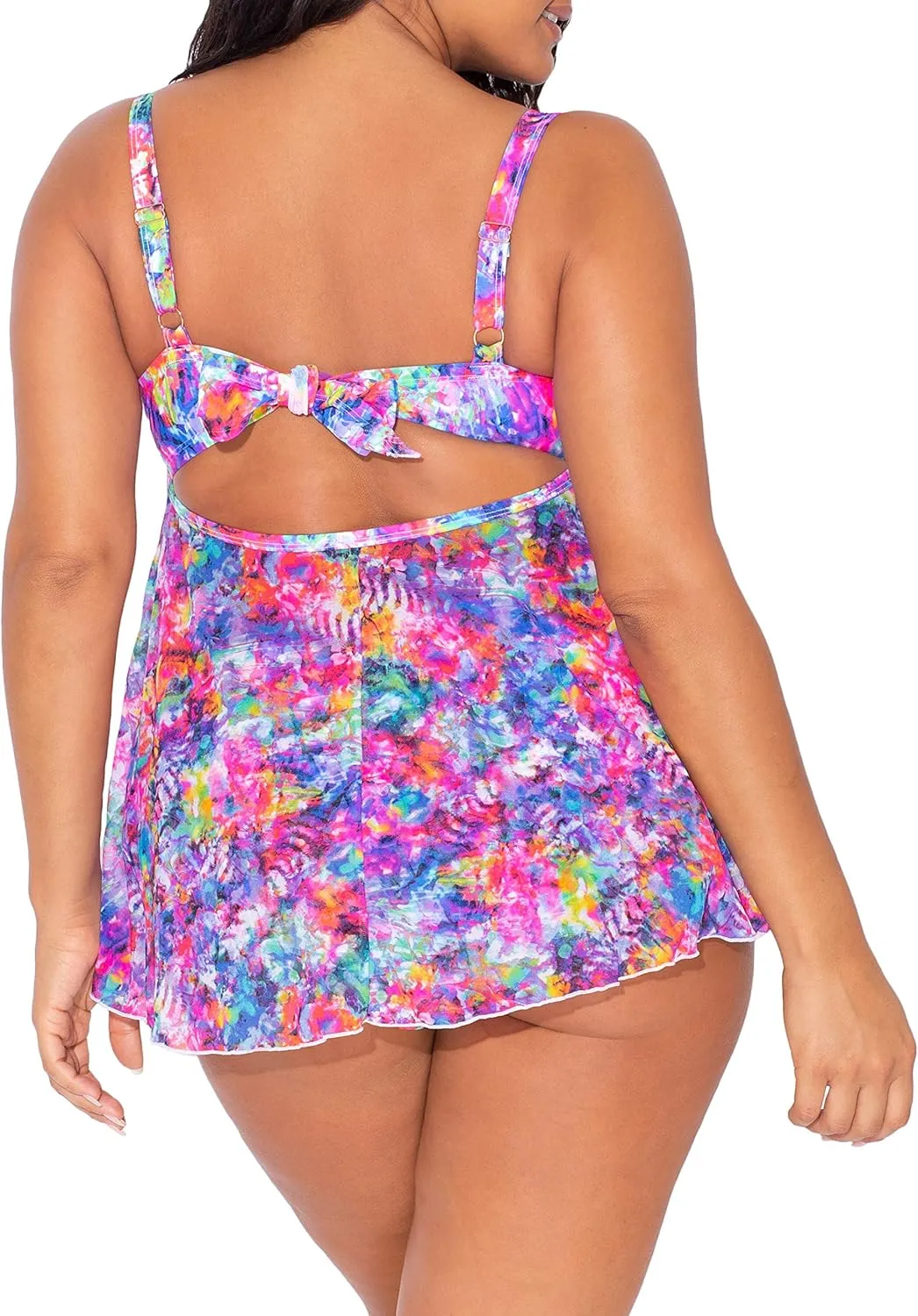 Smart & Sexy Women's Plus-Size Swimwear Top  Twist Bandeau Tankini with Built-in Support