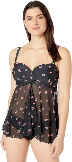 Smart & Sexy Women's Plus-Size Swimwear Top  Twist Bandeau Tankini with Built-in Support