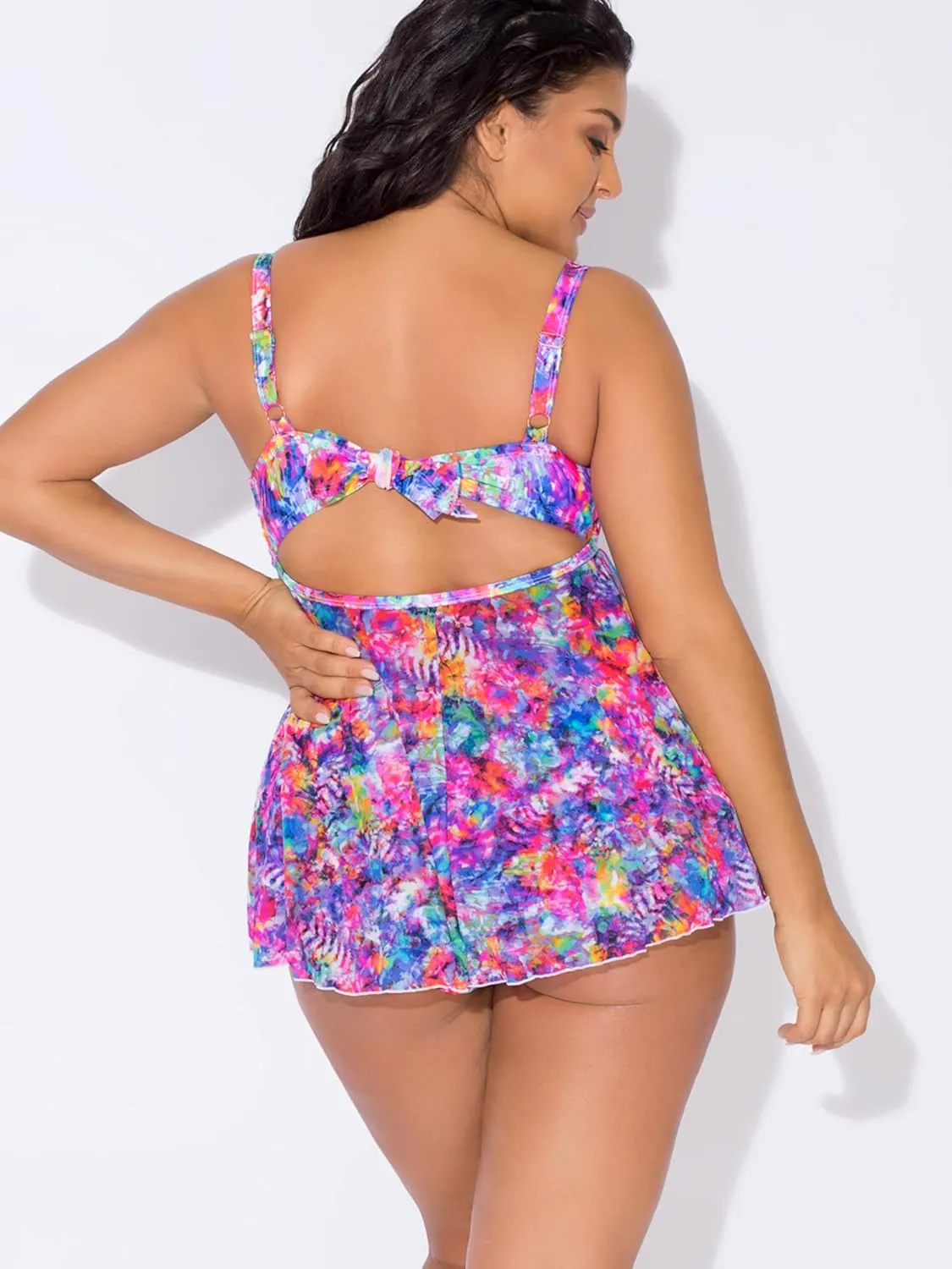 Smart & Sexy Women's Plus-Size Swimwear Top  Twist Bandeau Tankini with Built-in Support