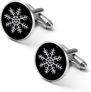 Snowflake Men's Shirt Cufflinks Classic Studs Set Shirt Cuff Links for Wedding Business Gift