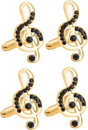 SOIMISS Men's Fashion Cufflinks Music Notes Alloy Studs Set for Business Weddings and Formal Events