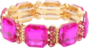 Square Octagon Cut Crystal Wide Stretch Bangle Bracelet for Women Evening Party Wedding Jewelry Bridal Costume Accessory #BAN01