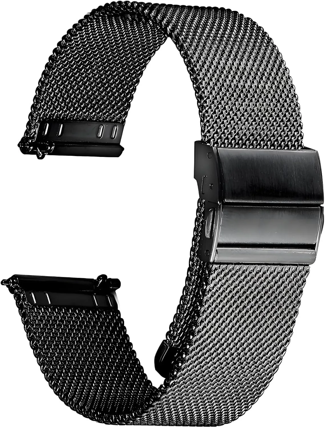 Stainless Steel Mesh Watch Band for Mens Women, Quick Release Mesh Watch Straps 18mm 20mm 22mm 24mm 24mm Black
