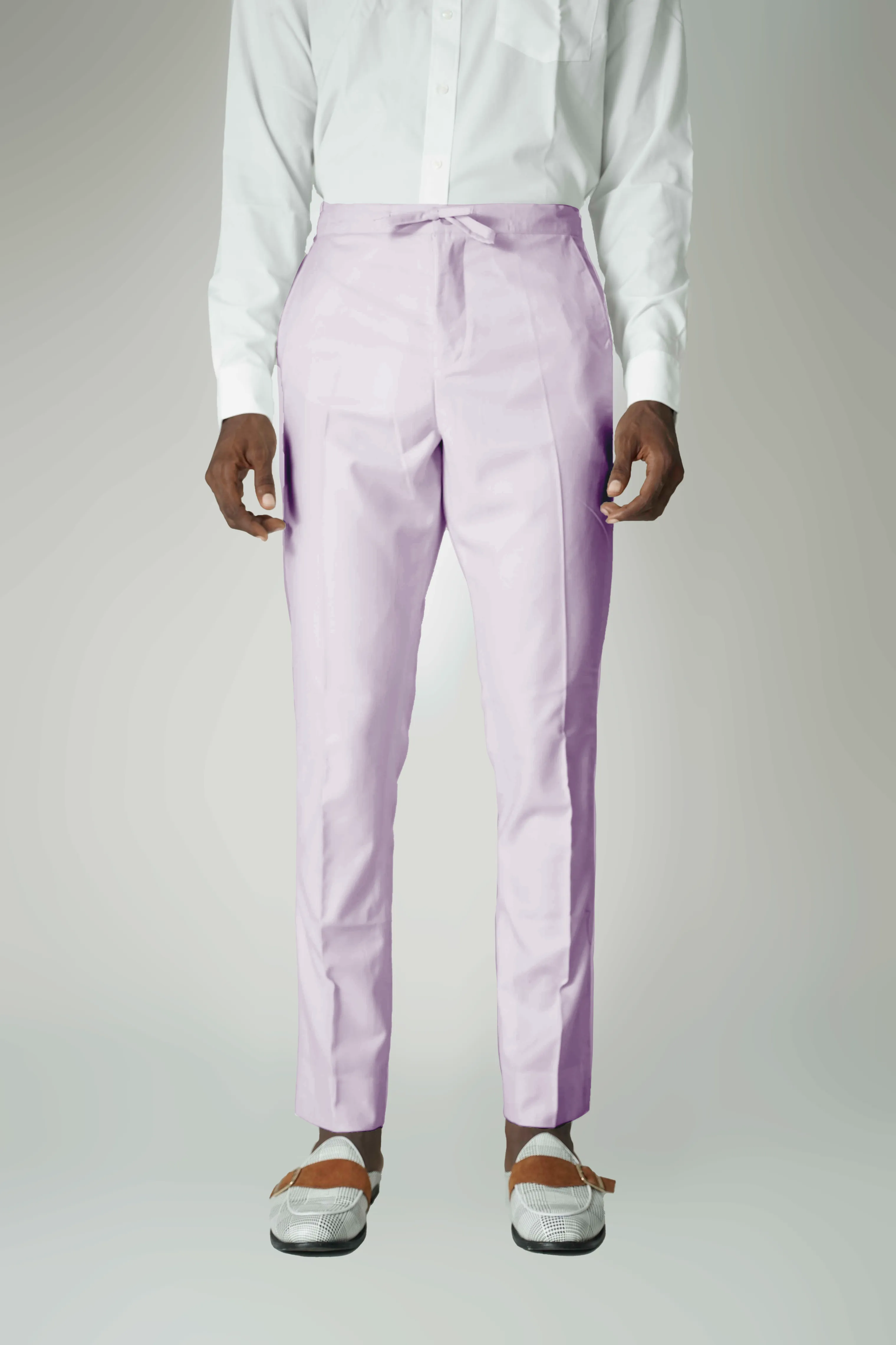 Standard Length Short Sleeve Wool Pants in Lavender