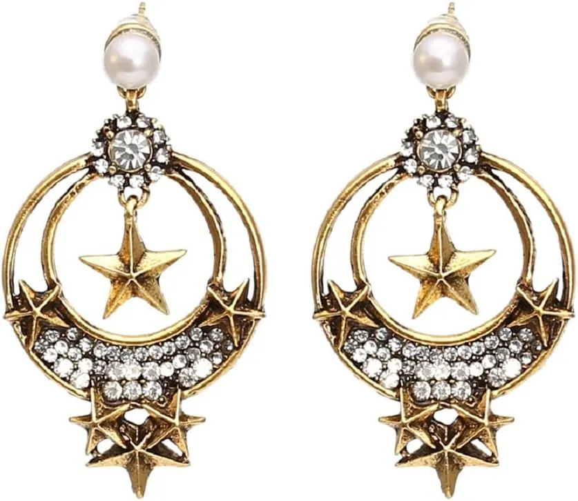 Star Earrings for Women, Pearl Stars Hoop Earrings, Star Dangle Earrings Hypoallergenic, Cute Star Earrings Studs, Beaded Star Drop Earrings, Star Jewelry -s Funny Earrings