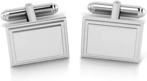 Sterling Engravable Stepped Edge Rectangle Cufflinks For Men | Luxury Men's Cuff Links With Elegant Gift Box | Crafted With .925 Sterling Silver | Suitable for All Occasions