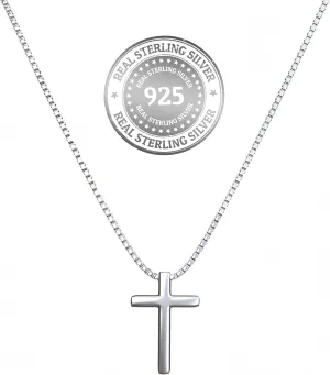Sterling Silver Cross Necklaces for Women, S925 Dainty Silver Cross Pendant Necklace Small Cross Necklace Box Chains Necklace Jewelry Gifts for Women Teen Mother Birthday